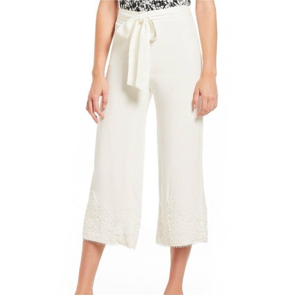 Karl Lagerfeld Cream Cropped Culottes Lace Trim, Size 14